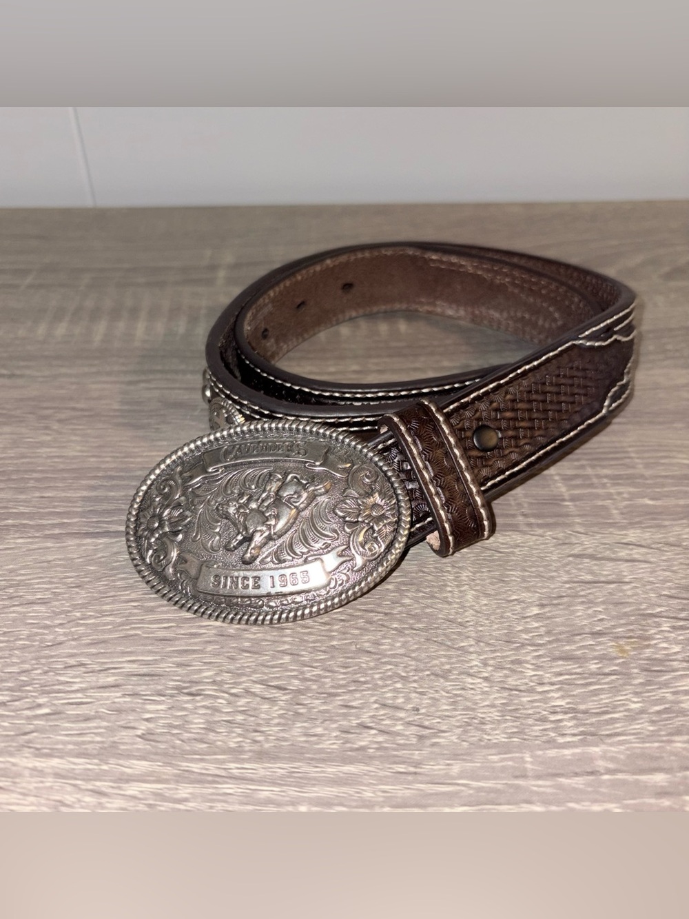 Cavender’s Western Leather Belt Size 30 Brown Studded Concho Cowboy Rodeo